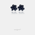 Black beaded flower-shaped stud earrings with five faceted petals.