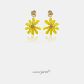 Yellow faceted-crystal daisy drop earrings with a gold daisy stud top