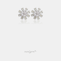 Flower stud earrings made of clear faceted teardrop stones radiating from the centre.