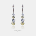 Silver-tone drop earrings with a graduated line of champagne and clear round crystals