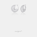 Domed silver-tone hoop earrings made from fine woven mesh.