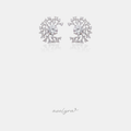 Silver-tone stud earrings with a central round crystal and a fanning cluster of small clear crystals.