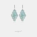 Silver-tone hook earrings with cascading layers of mint-green petals.