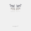 Silver-tone earrings with pave butterflies and three small white pearl drops each.